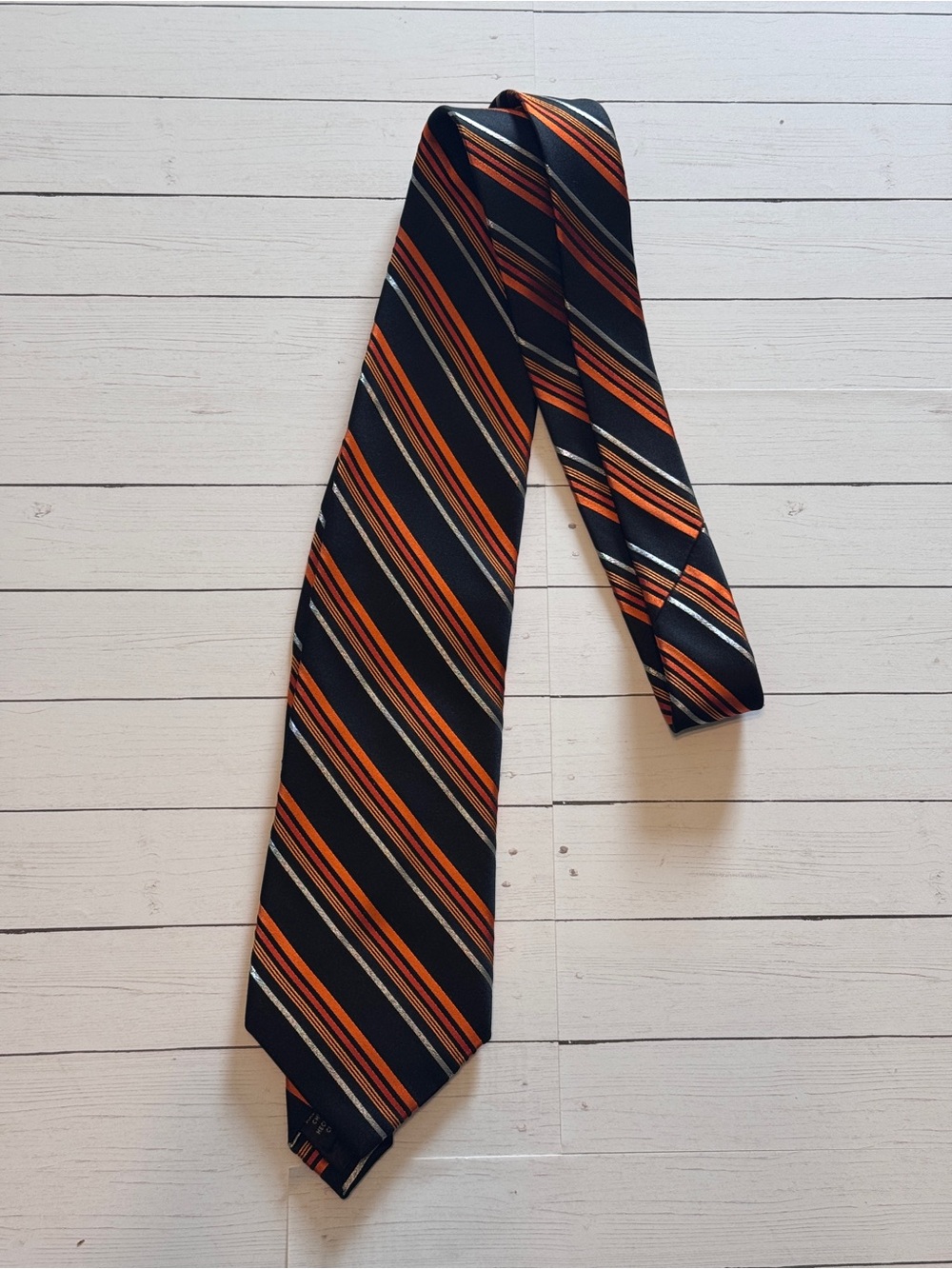 Classic Black and Orange Striped Men’s Tie